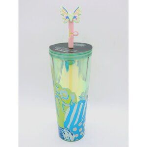 Starbucks Iridescent Canna Lily Cold Cup Tumbler w/ Butterfly Topper 24 oz 2024